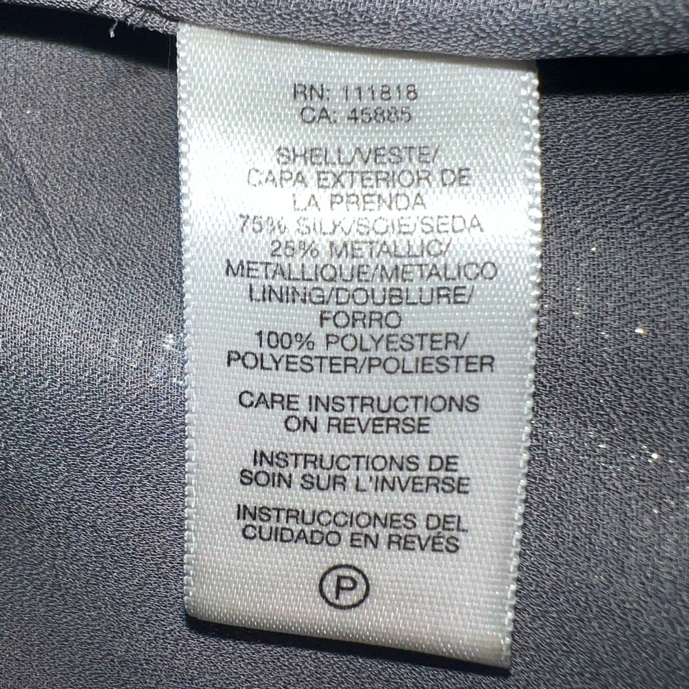 Michael Kors Metallic Silk Dress Size 4 Silver Black Party Cocktail Mini - Picture 14 of 14